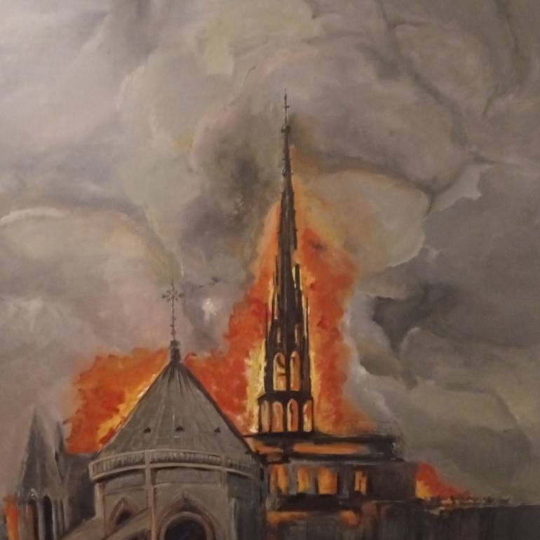 Original Architecture Painting by Birgit Van Der Gang | Contemporary Art on Canvas | Notre Dame