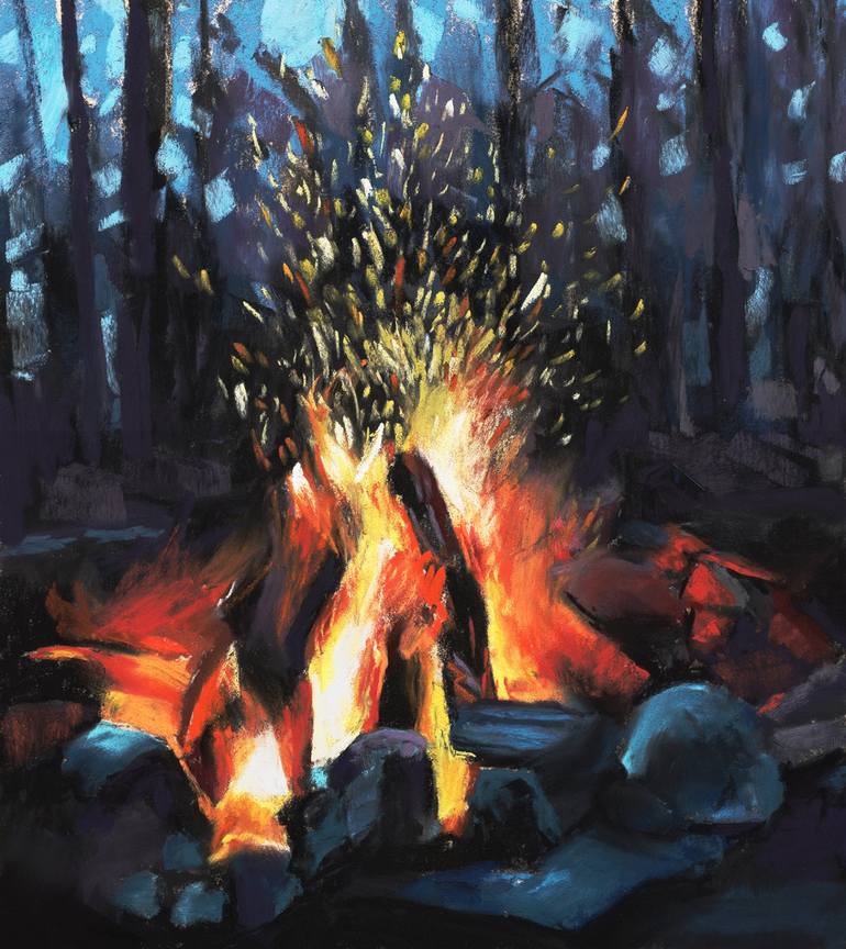 Campfire Painting by Ria Hills Saatchi Art