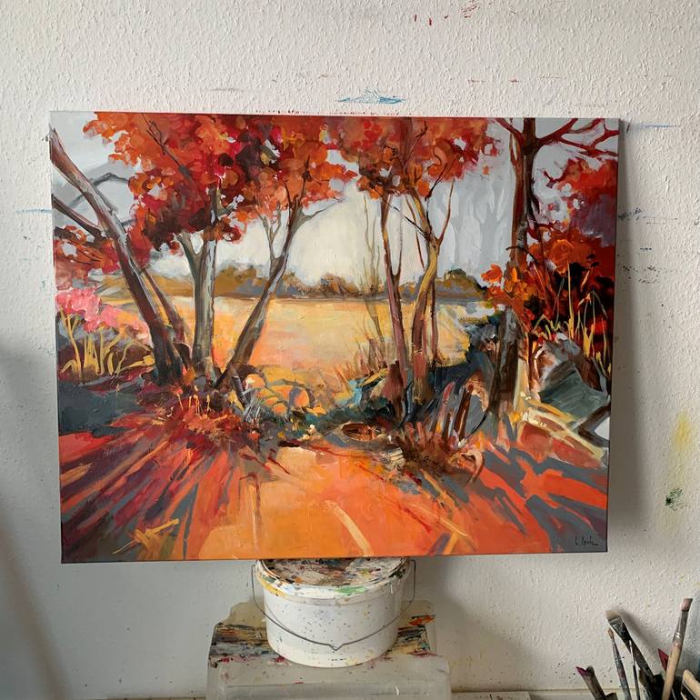 Original Abstract Expressionism Landscape Painting by Irina Laube