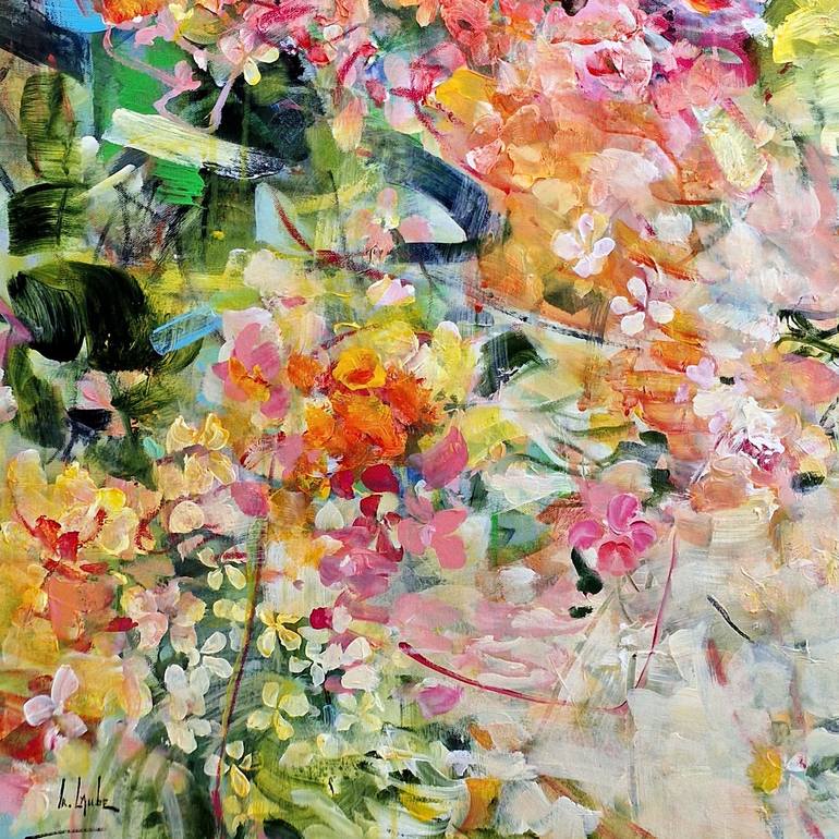 Original Abstract Expressionism Floral Painting by Irina Laube