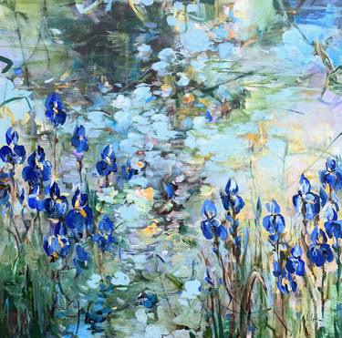 Blue irises at the pond II thumb