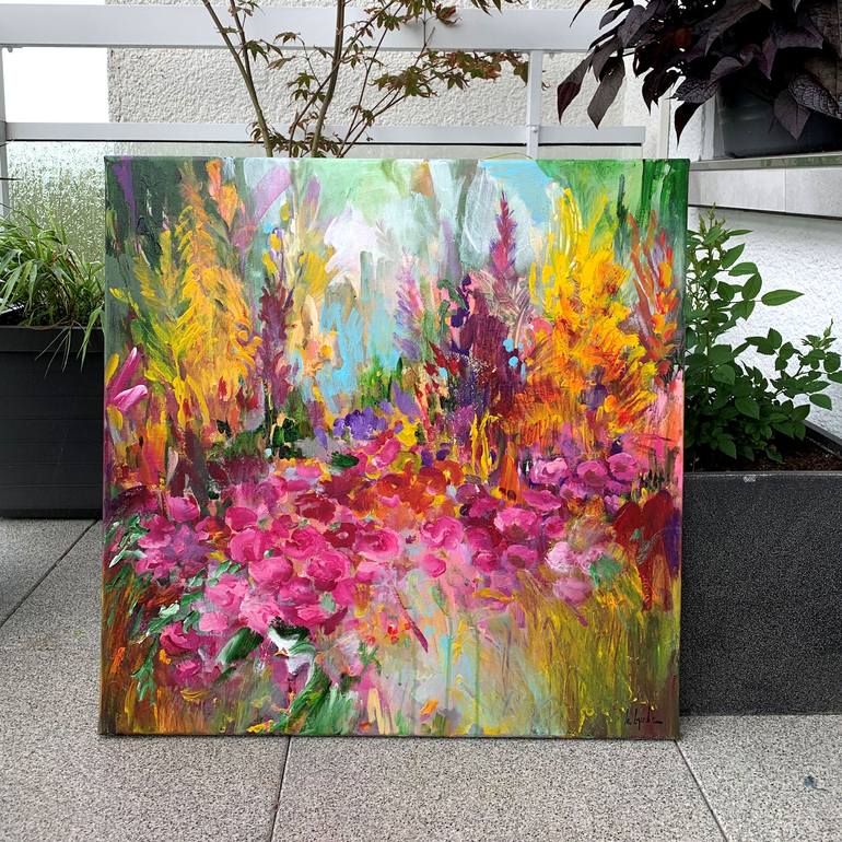 Original Abstract Expressionism Floral Painting by Irina Laube