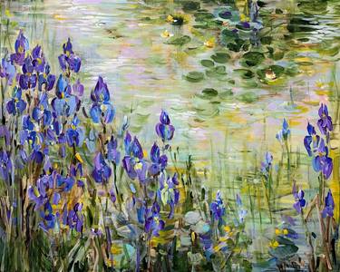 Blue irises at the pond III thumb