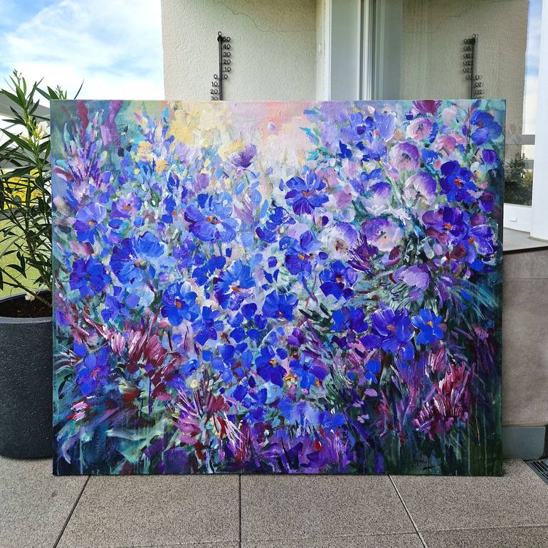 Original Abstract Floral Painting by Irina Laube