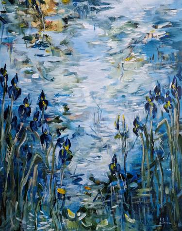Blue irises at the blue pond thumb