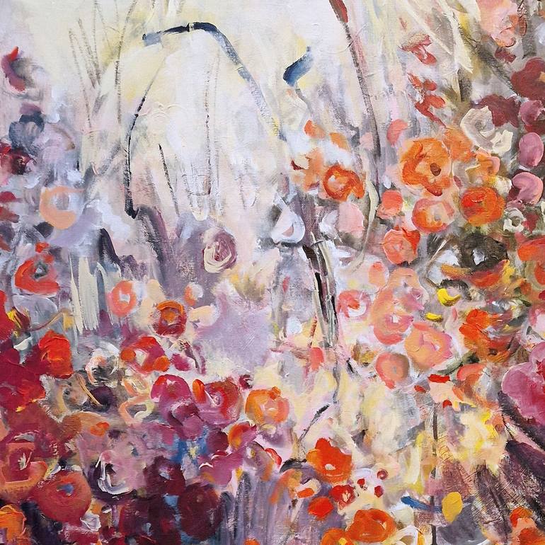 Original Abstract Expressionism Floral Painting by Irina Laube