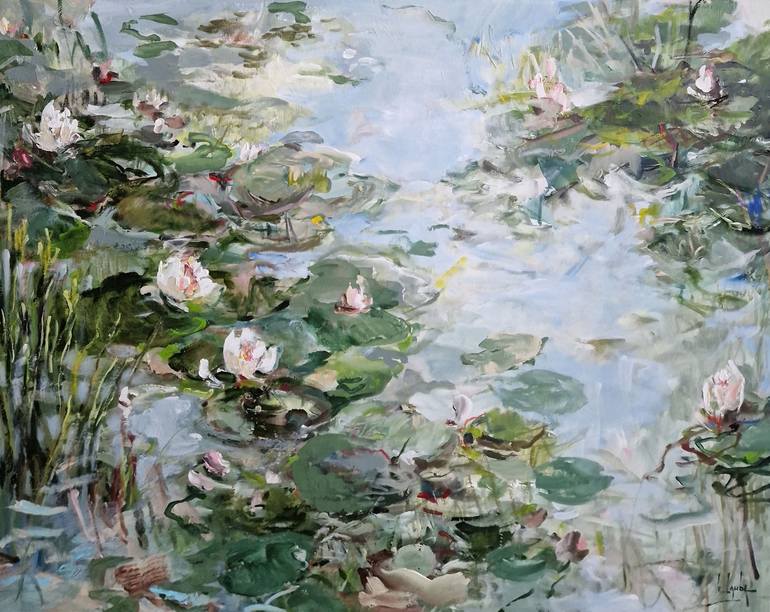 Water lily pond I Painting by Irina Laube | Saatchi Art