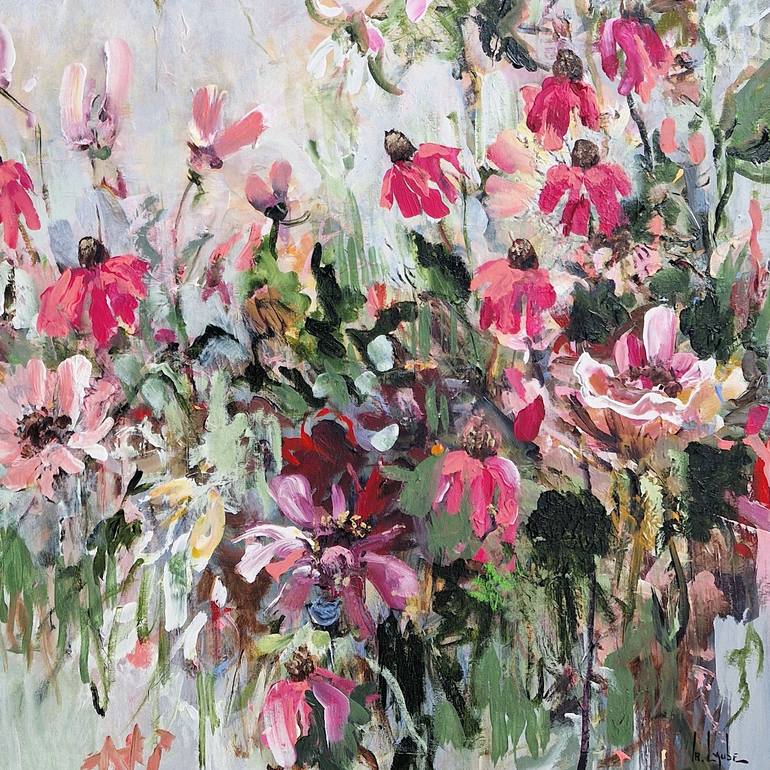 Original Abstract Expressionism Floral Painting by Irina Laube