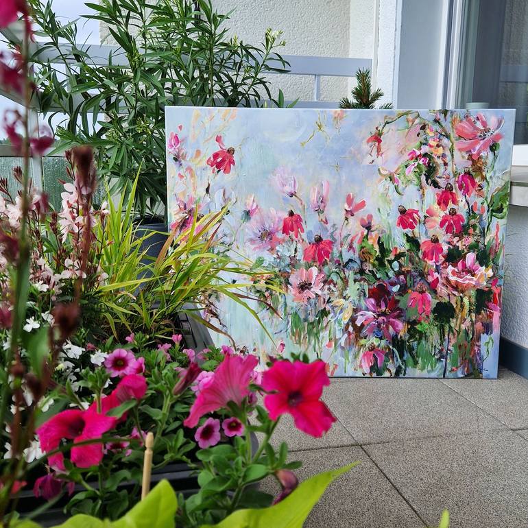 Original Abstract Expressionism Floral Painting by Irina Laube