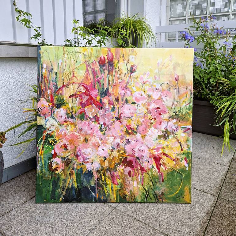 Original Abstract Expressionism Floral Painting by Irina Laube