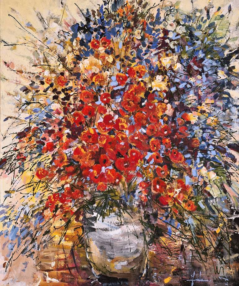 Original Expressionism Floral Paintings by Irina Laube