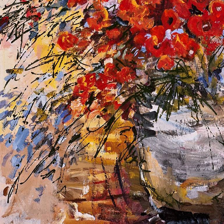 Original Expressionism Floral Painting by Irina Laube
