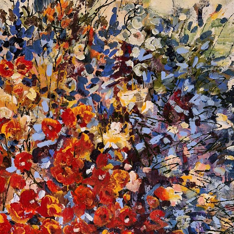Original Expressionism Floral Painting by Irina Laube