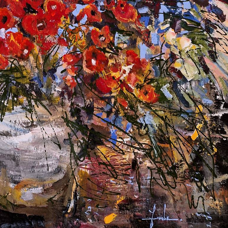 Original Expressionism Floral Painting by Irina Laube