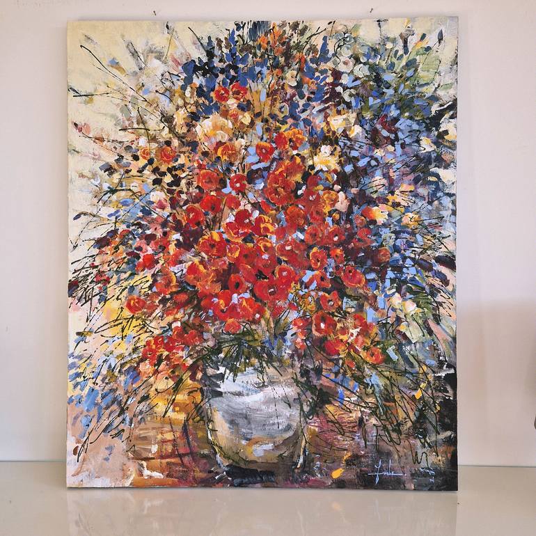 Original Expressionism Floral Painting by Irina Laube