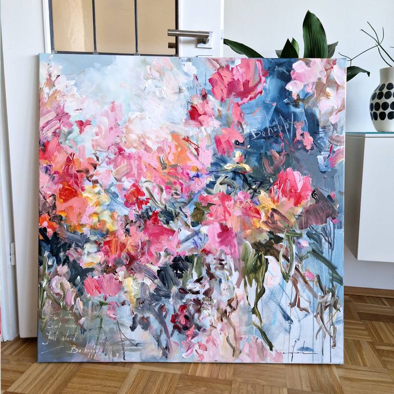 Original Abstract Floral Painting by Irina Laube