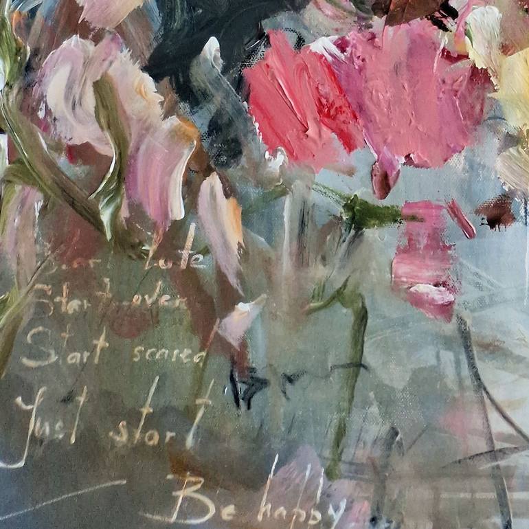 Original Abstract Floral Painting by Irina Laube