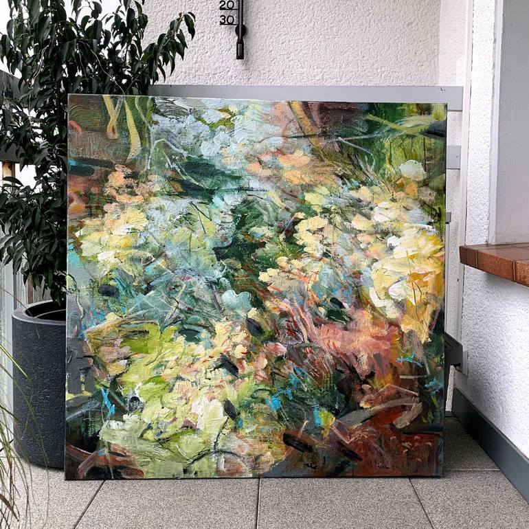 Original Abstract Floral Painting by Irina Laube