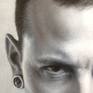 Portrait of Chester Bennington of the world famous band Linkin Park. equipment - airbrush. the style is realism. material - canvas, linen/cotton. The portrait is painted with great love and memory to the musician.