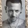 Portrait of Chester Bennington of the world famous band Linkin Park. equipment - airbrush. the style is realism. material - canvas, linen/cotton. The portrait is painted with great love and memory to the musician.