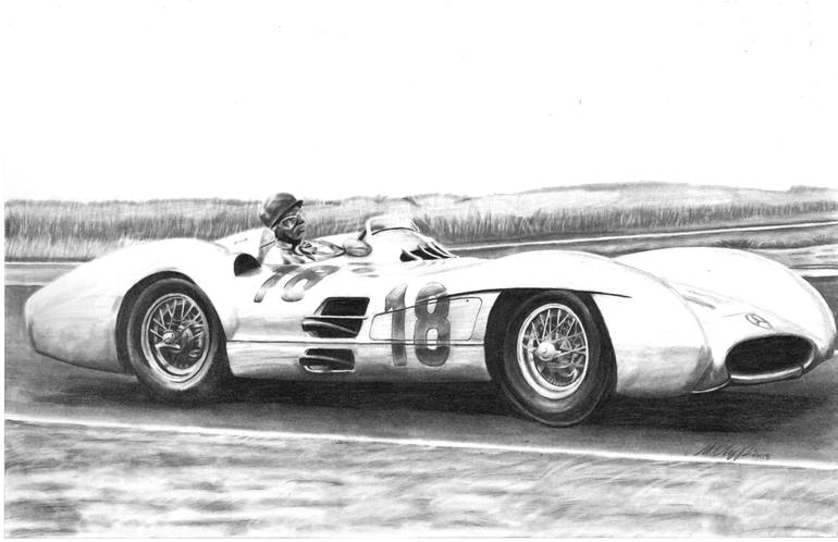 Original one-off drawing of the front store of a Mercedes Benz W196 Silver Arrow