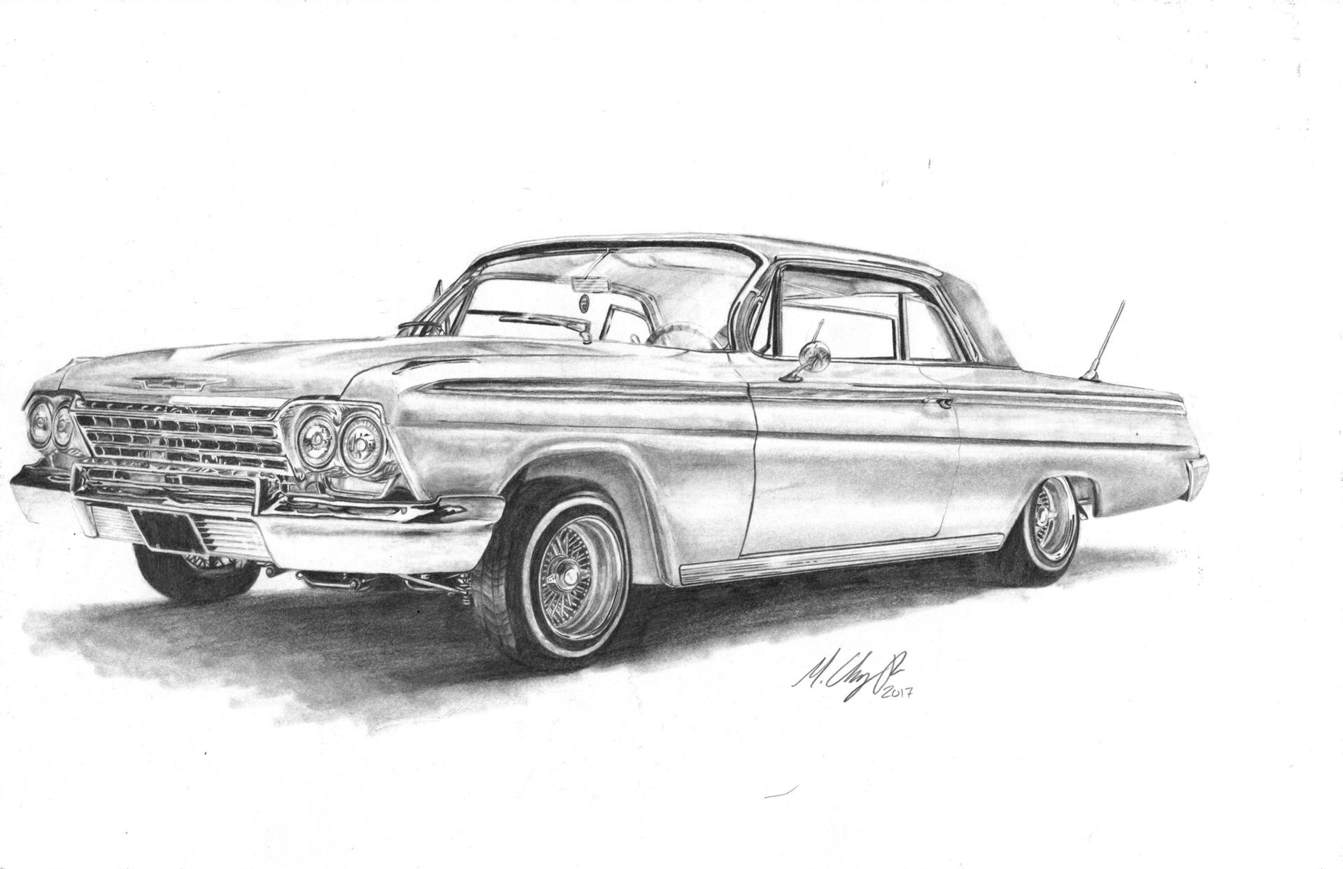 1962 Chevrolet Impala Lowrider Drawing by Mickey Chaney | Saatchi Art