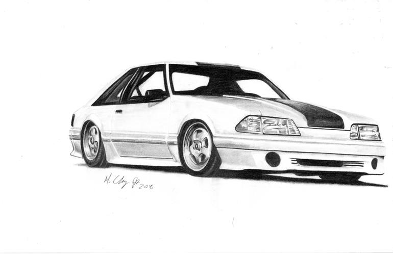 Ford Mustang  Foxbody Drawing by Mickey Chaney Saatchi Art