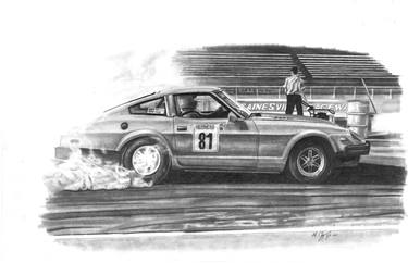 Print of Fine Art Automobile Drawings by Mickey Chaney