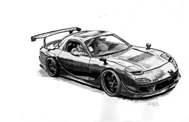 Print of Fine Art Automobile Drawings by Mickey Chaney