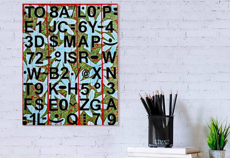 Original Abstract Typography Mixed Media by Jarmila Kostliva