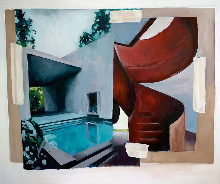 Original Architecture Painting by Jay Yeomans | Contemporary Art on Wood | the philosophy of time travel