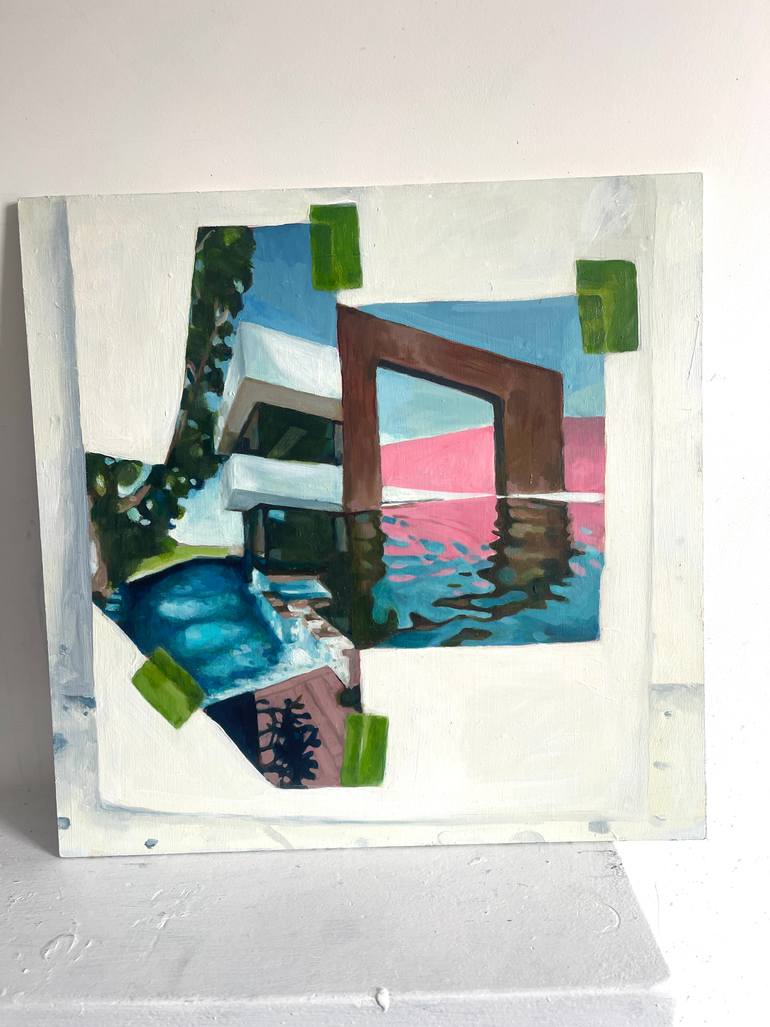 Original Architecture Painting by Jay Yeomans | Conceptual Art on Wood | Yesterday is here