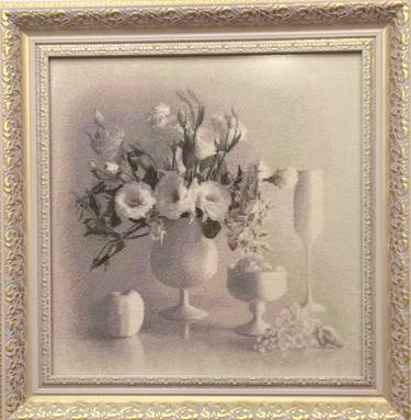 White still life (Handmade Cross-stitch Embroidery) - Limited Edition 1 of 1 thumb