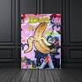 Original painting from collection "BANANA LOVE" 
Abstraction with big golden banana with vivid colours and rich texture beneath it. 
Whit clear message "Love is real"