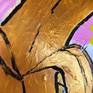 Original painting from collection "BANANA LOVE" 
Abstraction with big golden banana with vivid colours and rich texture beneath it. 
Whit clear message "Love is real"
