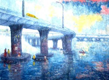 Original Fine Art Transportation Paintings by Olusola David Ayibiowu