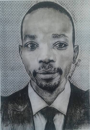 Self Portrait By Olusola David, Ayibiowu with Charcoal Pencil  (Drawing ) thumb