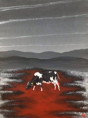 Original Abstract Expressionism Cows Paintings by Adam Claybourne