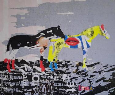 Original Contemporary Horse Collage by Sylvie Rose  NICOLAS