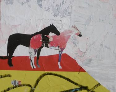 Original Contemporary Horse Collage by Sylvie Rose  NICOLAS