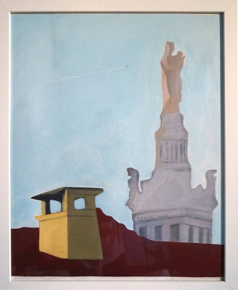 Original Architecture Painting by Sylvie Rose Nicolas | Figurative Art on Canvas | MADONNE et CHEMINEES 1