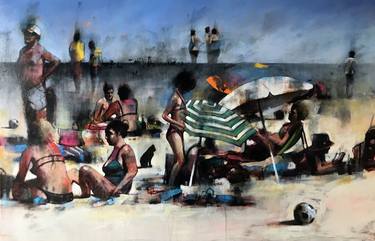 Original Figurative Beach Paintings by Ozan Virgule