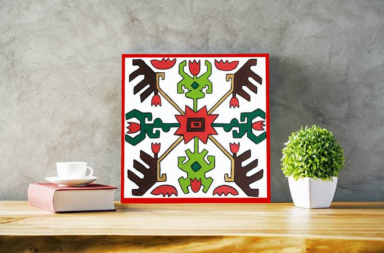 Original Folk Abstract Painting by Mihaela Zaneva