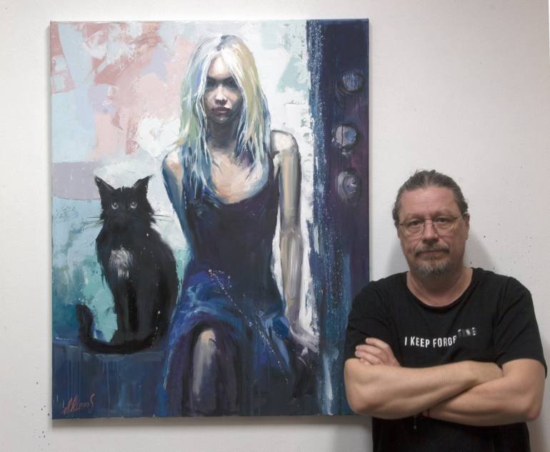 Original Figurative Cats Painting by Alexandr Klemens