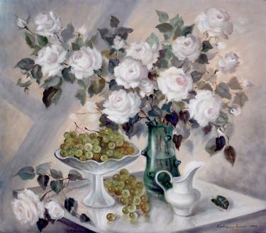 Kravchenko Galina (Odessa), White roses, oil on canvas 90x80 thumb