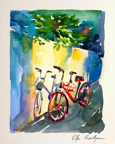 Print of Bicycle Paintings by Olga Ibadullayeva
