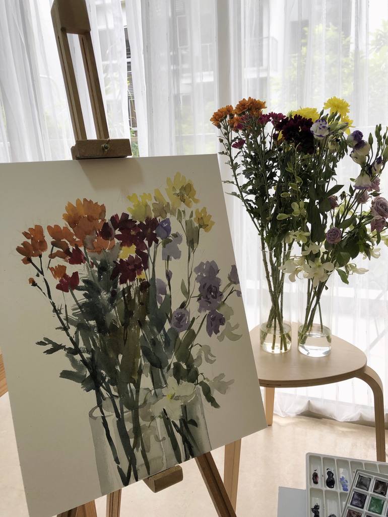 Original Expressionism Floral Painting by Olga Ibadullayeva