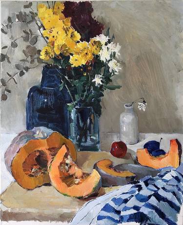 Still Life with Chrysanthemums and Pumpkin thumb