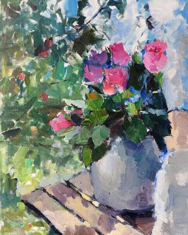 Saatchi Art Artist Olga Ibadullayeva; Paintings, “Roses in the Summer Garden” #art