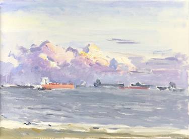 Print of Impressionism Seascape Paintings by Olga Ibadullayeva